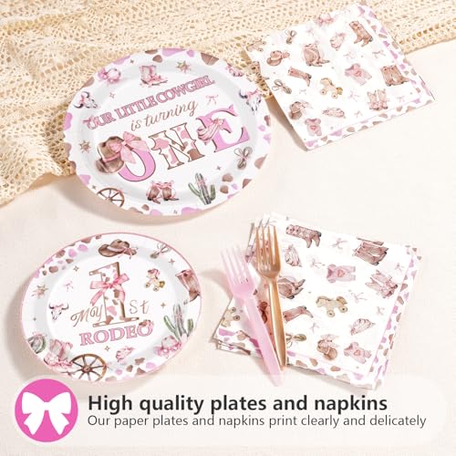 96 Pcs Cowgirl 1st Birthday Party Plates and Napkins