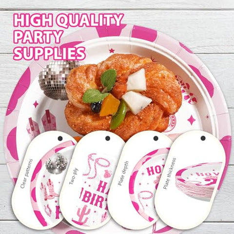 96 Pcs Cowgirl 21st Birthday Party Plates and Napkins - Grencian
