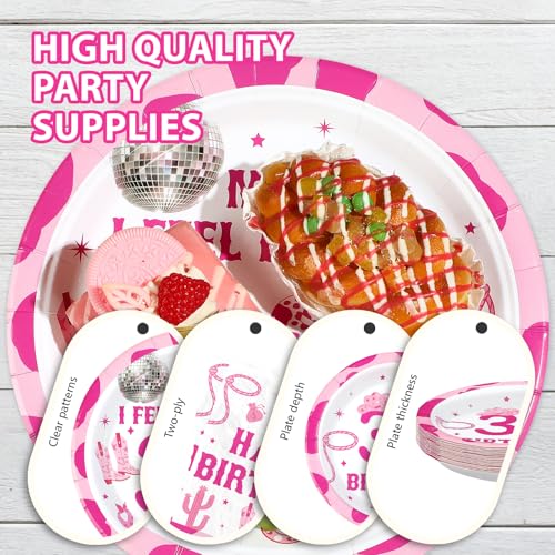 96 Pcs Cowgirl 30th Birthday Party Plates and Napkins - Grencian