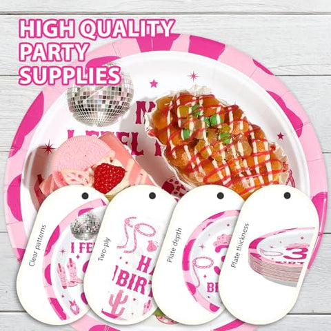 96 Pcs Cowgirl 30th Birthday Party Plates and Napkins - Grencian