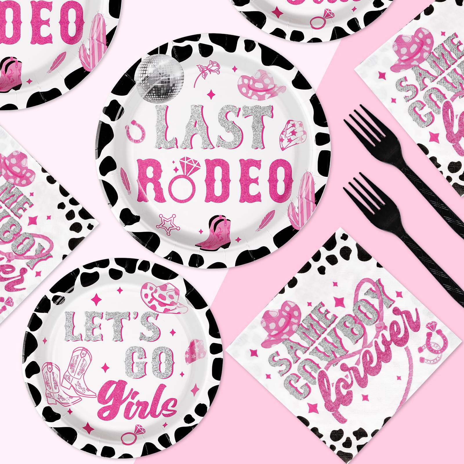 96 Pcs Cowgirl Party Plates and Napkins - Grencian