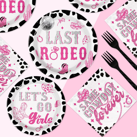 96 Pcs Cowgirl Party Plates and Napkins - Grencian