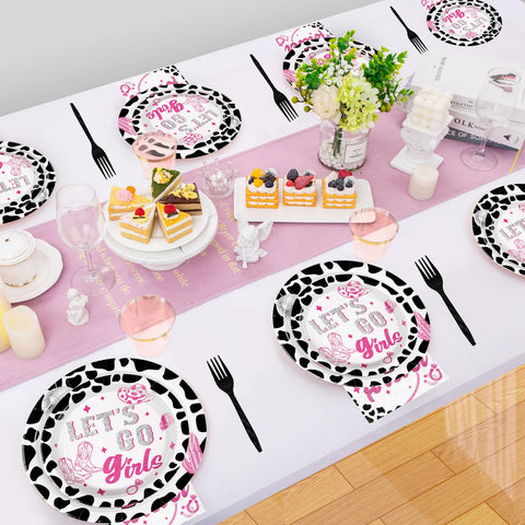 96 Pcs Cowgirl Party Plates and Napkins - Grencian