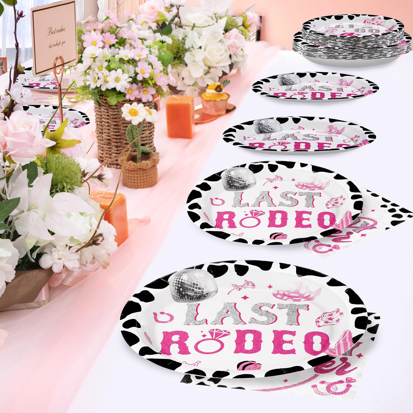 96 Pcs Cowgirl Party Plates and Napkins - Grencian