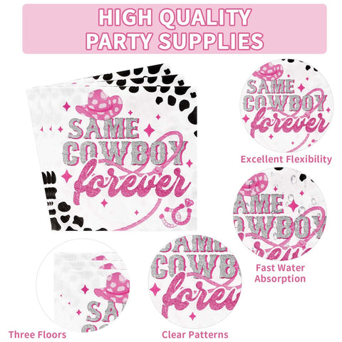 96 Pcs Cowgirl Party Plates and Napkins - Grencian