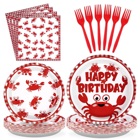 96 Pcs Crab Birthday Party Plates and Napkins