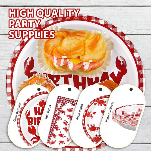 96 Pcs Crab Birthday Party Plates and Napkins