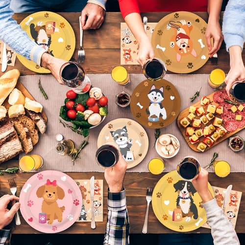 96 Pcs Cute Dog Party Plates and Napkins - Grencian