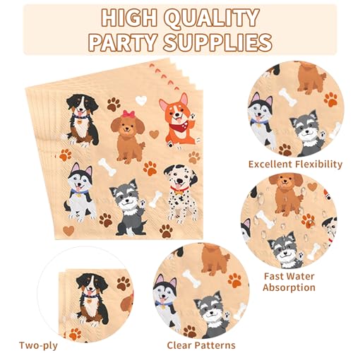 96 Pcs Cute Dog Party Plates and Napkins - Grencian