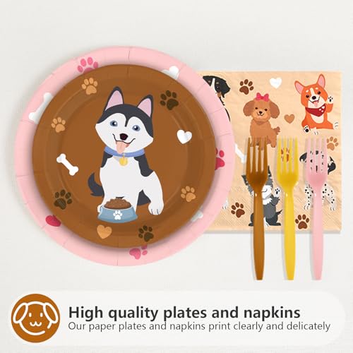 96 Pcs Cute Dog Party Plates and Napkins - Grencian