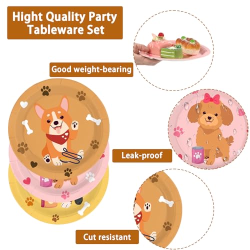 96 Pcs Cute Dog Party Plates and Napkins - Grencian