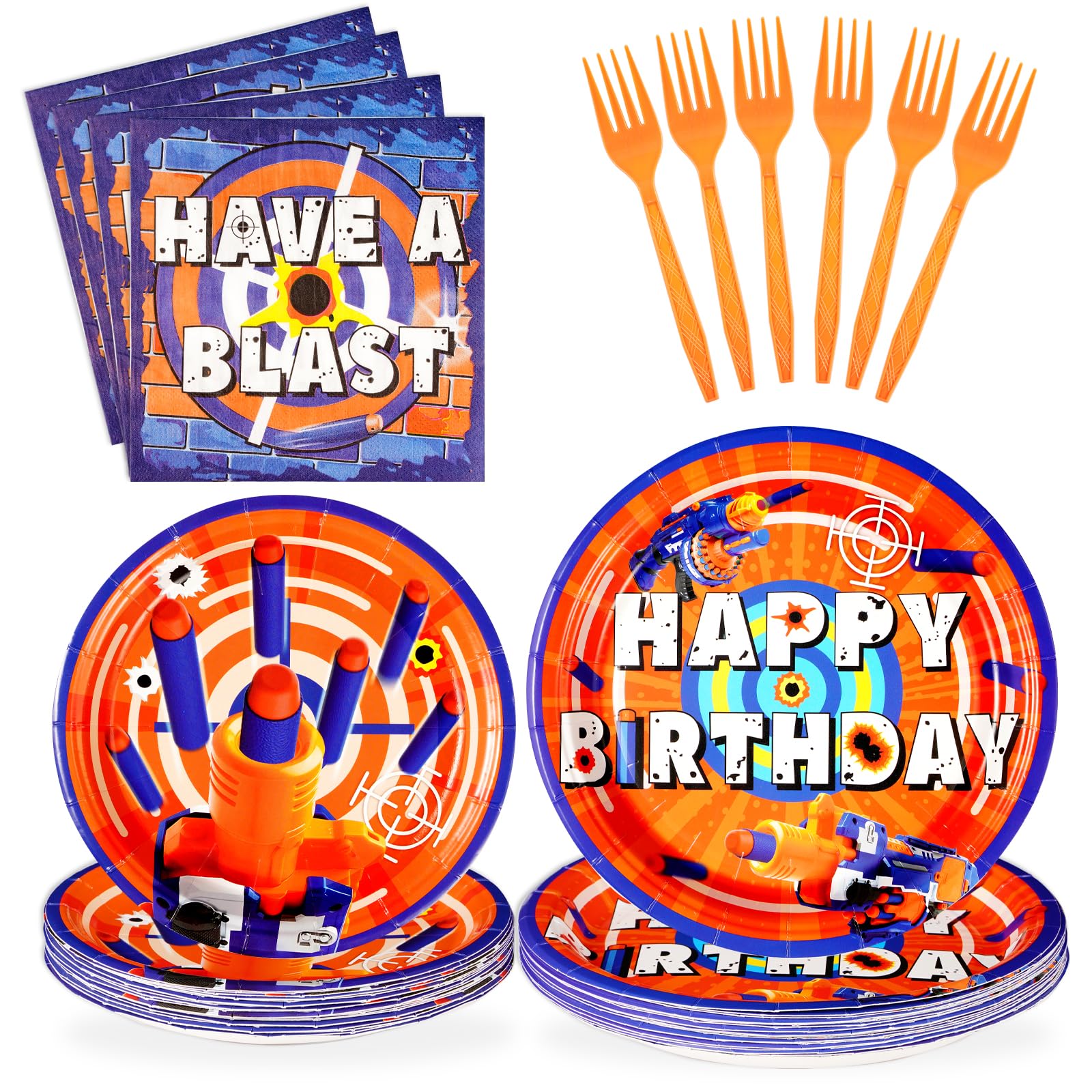 96 Pcs Dart War Party Plates and Napkins - Grencian