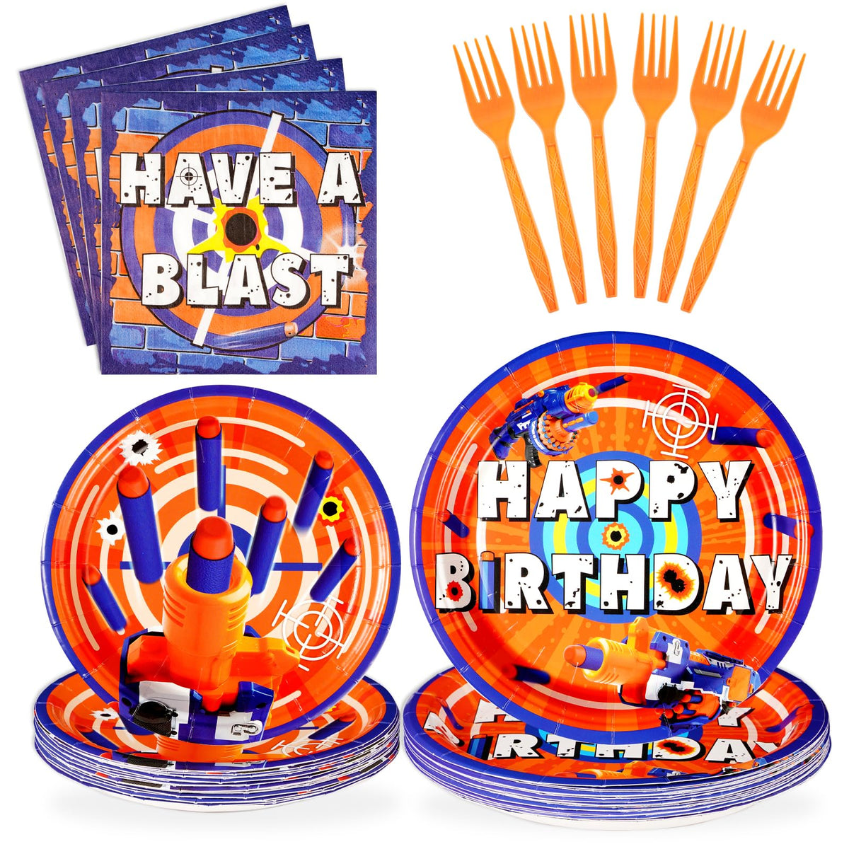 96 Pcs Dart War Party Plates and Napkins - Grencian