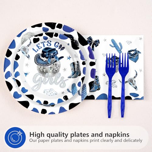 96 Pcs Denim and Diamonds Party Plates and Napkins - Grencian