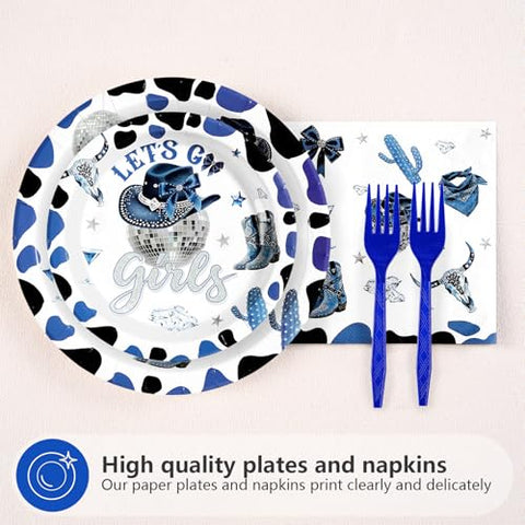 96 Pcs Denim and Diamonds Party Plates and Napkins - Grencian