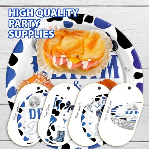 96 Pcs Denim and Diamonds Party Plates and Napkins - Grencian