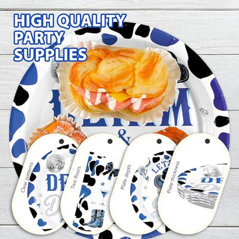 96 Pcs Denim and Diamonds Party Plates and Napkins - Grencian