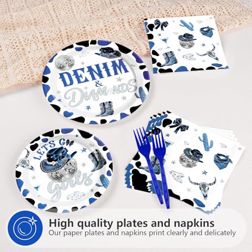 96 Pcs Denim and Diamonds Party Plates and Napkins - Grencian