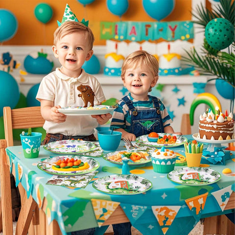 96 Pcs Dinosaur 1st Birthday Party Plates and Napkins - Grencian
