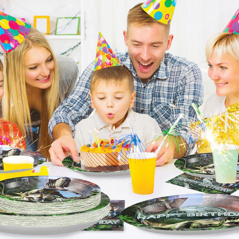 96 Pcs Dinosaur Birthday Party Plates and Napkins