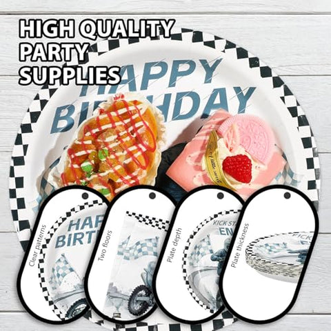 96 Pcs Dirt Bike Birthday Party Plates and Napkins - Grencian