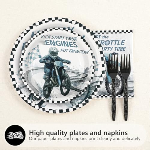 96 Pcs Dirt Bike Birthday Party Plates and Napkins - Grencian