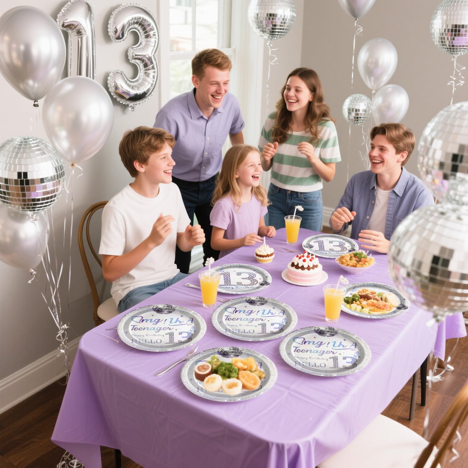 96 Pcs Disco 13th Birthday Party Plates and Napkins - Grencian