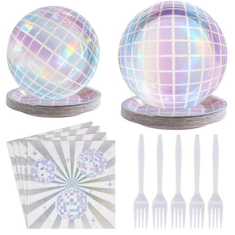 96 Pcs Disco Party Plates and Napkins