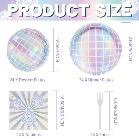 96 Pcs Disco Party Plates and Napkins
