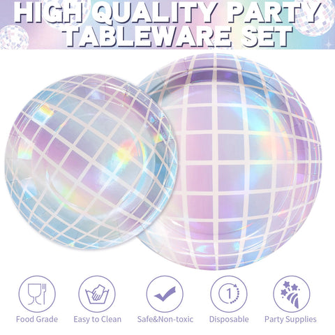 96 Pcs Disco Party Plates and Napkins