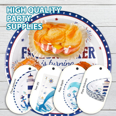 96 Pcs Dolphin Party Plates and Napkins - Grencian