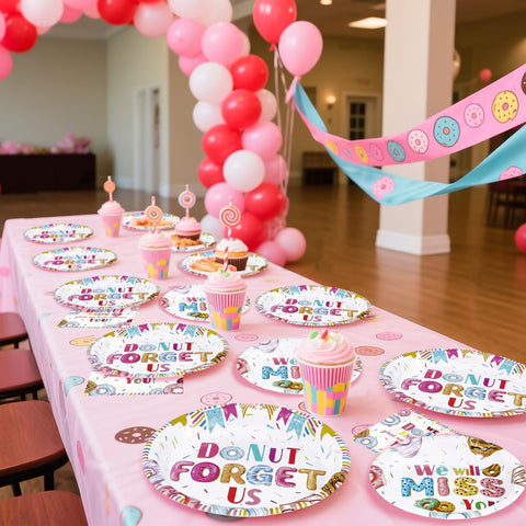 96 Pcs Donut Retirement Party Plates and Napkins - Grencian