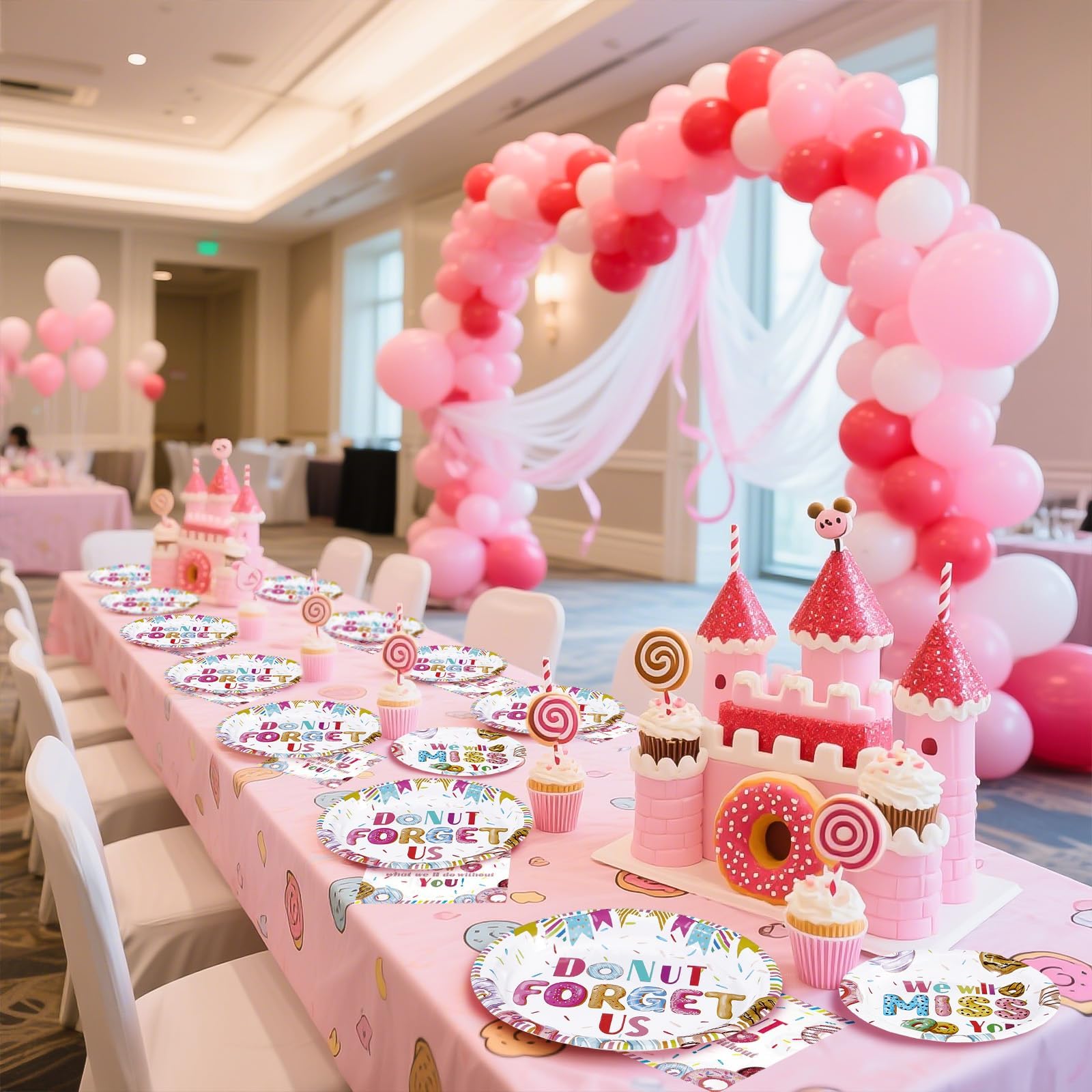 96 Pcs Donut Retirement Party Plates and Napkins - Grencian