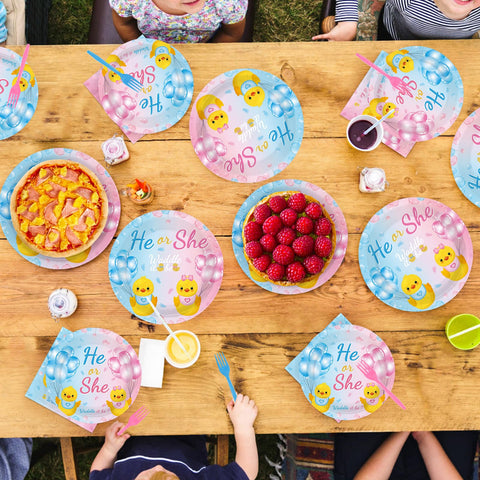 96 Pcs Duck Gender Reveal Party Plates and Napkins - Grencian