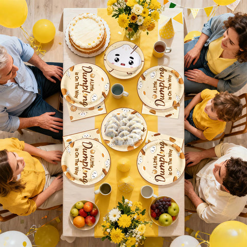 96 Pcs Dumpling Baby Shower Party Plates and Napkins - Grencian