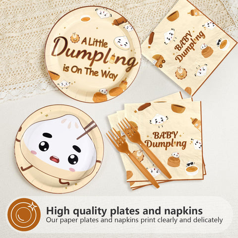 96 Pcs Dumpling Baby Shower Party Plates and Napkins - Grencian