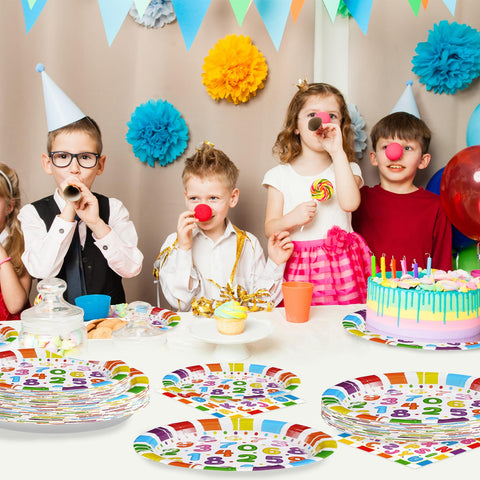 96 Pcs Educational Party Plates and Napkins - Grencian