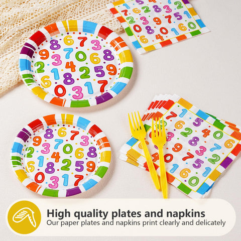 96 Pcs Educational Party Plates and Napkins - Grencian