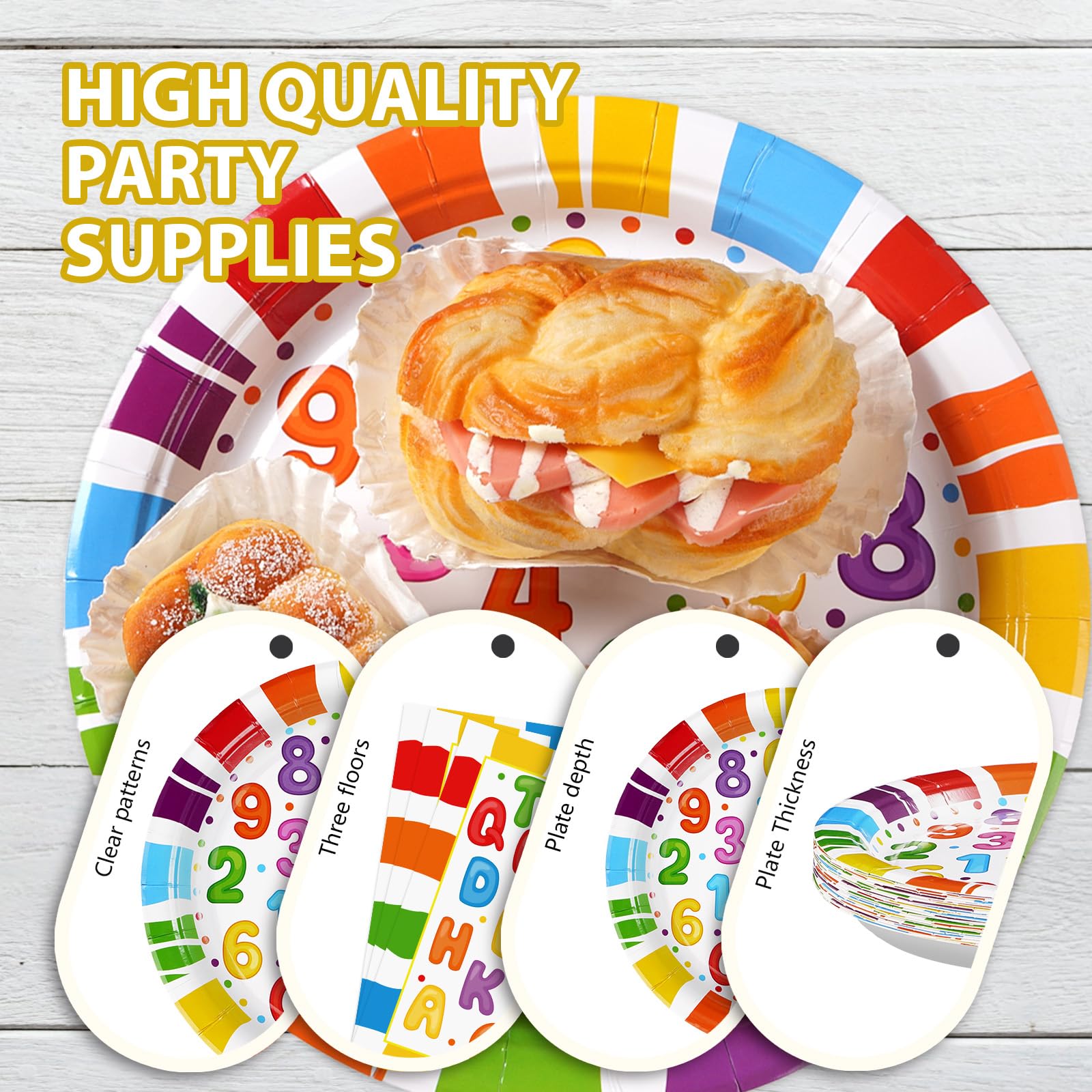 96 Pcs Educational Party Plates and Napkins - Grencian