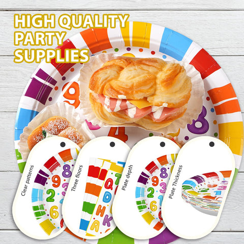 96 Pcs Educational Party Plates and Napkins - Grencian