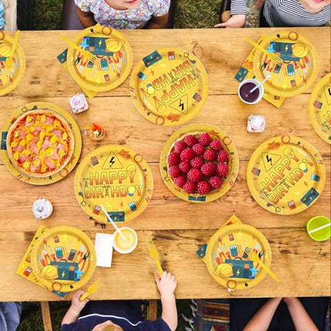 96 Pcs Electrician Birthday Party Plates and Napkins - Grencian