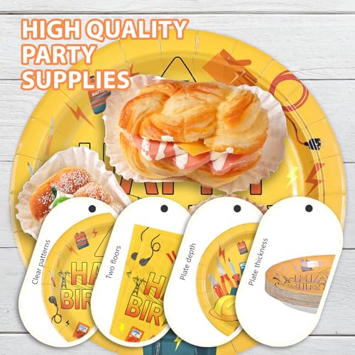 96 Pcs Electrician Birthday Party Plates and Napkins - Grencian