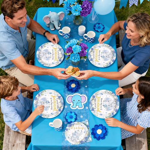 96 Pcs Elephant Baby Shower Party Plates and Napkins - Grencian