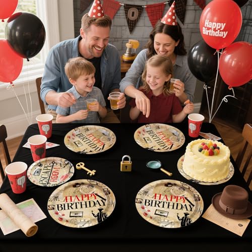 96 Pcs Escape Room Birthday Party Plates and Napkins - Grencian