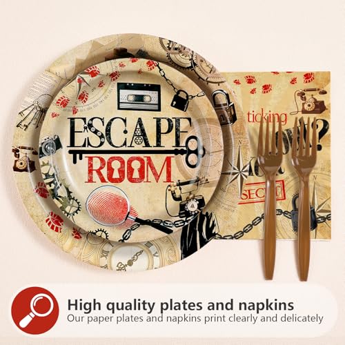 96 Pcs Escape Room Birthday Party Plates and Napkins - Grencian