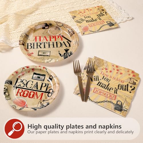 96 Pcs Escape Room Birthday Party Plates and Napkins - Grencian
