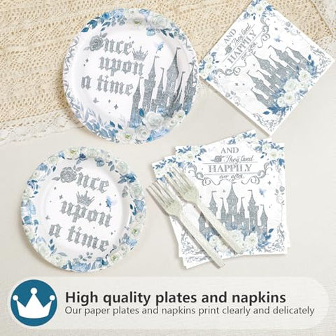96 Pcs Fairytale Princess Party Plates and Napkins