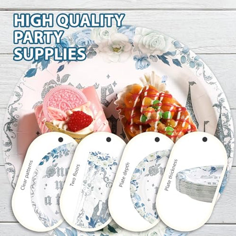 96 Pcs Fairytale Princess Party Plates and Napkins