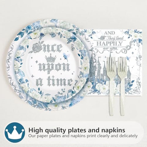 96 Pcs Fairytale Princess Party Plates and Napkins