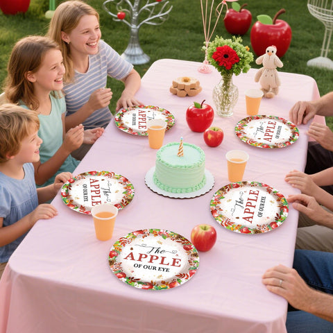 96 Pcs Fall Apple Baby Shower Party Plates and Napkins - Grencian